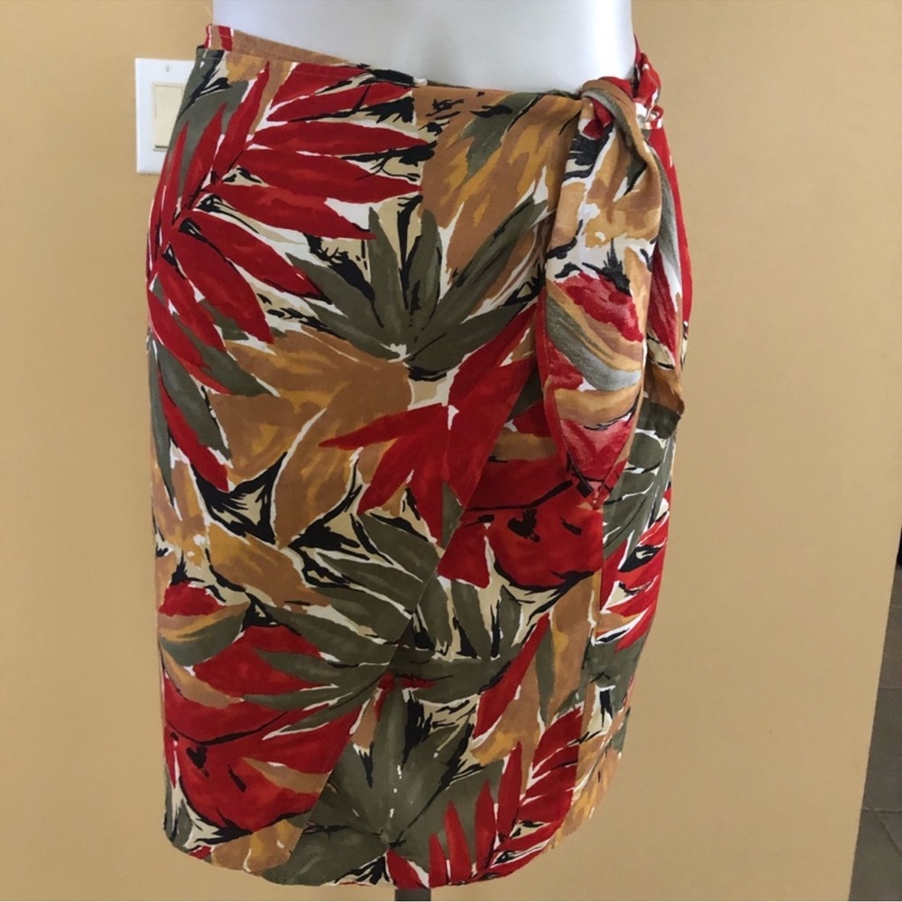 Vintage Tropical Floral Wrap Skirt by Rumours - Size M - Picture 7 of 12
